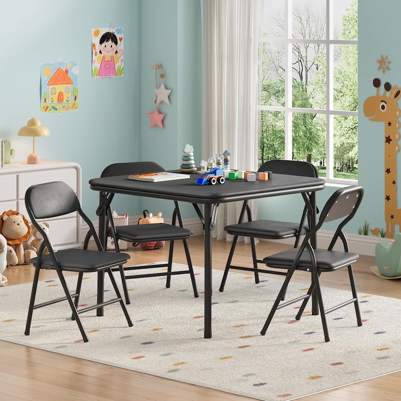 3/5-Piece Kids Folding Table and Chairs Set, Toddlers Children's Activity Table and Chairs Set