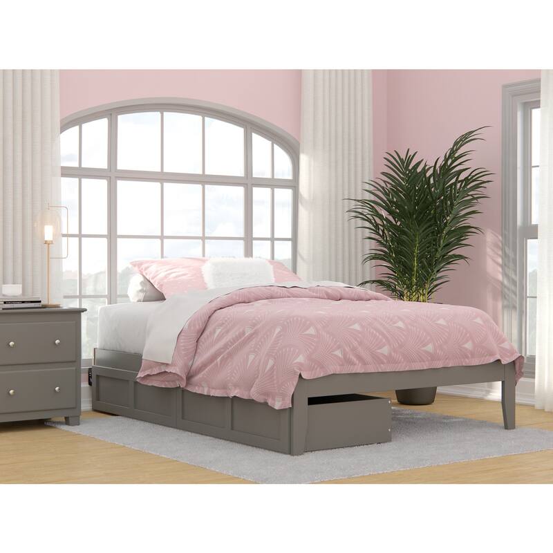 Full Bed with USB Charger & Drawers - Modern Grey Bedroom Furniture with Storage