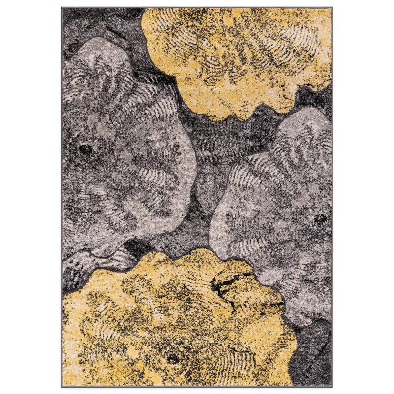 World Rug Gallery Contemporary Floral Design Black Area Rug