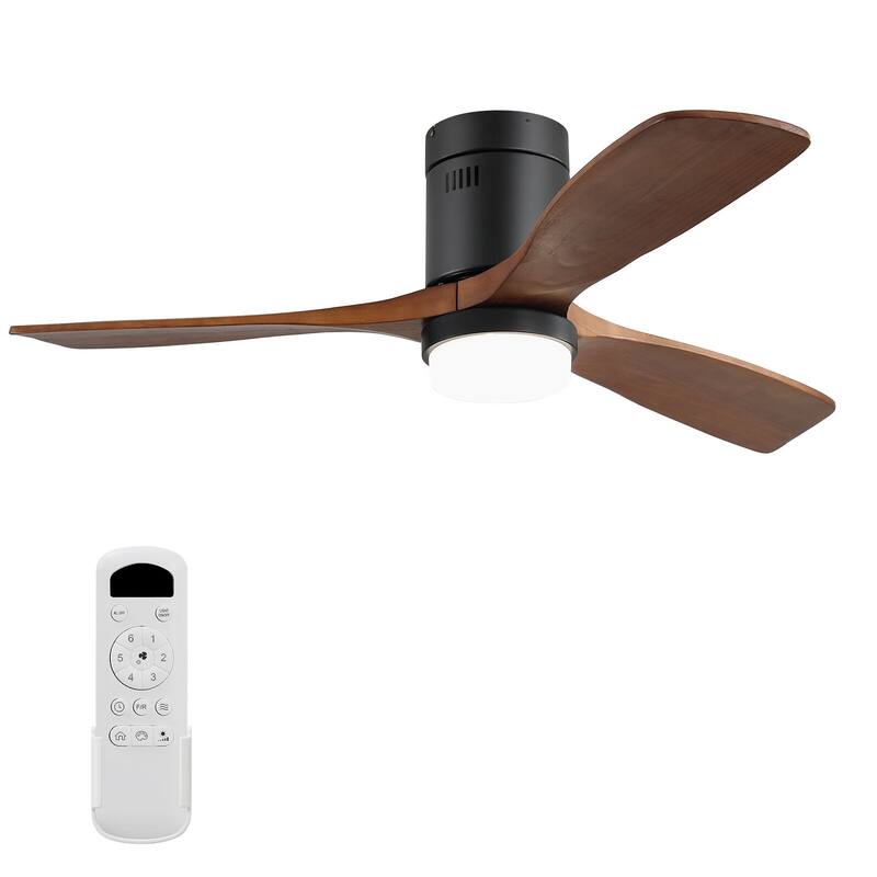 Sofucor 52"Solid Wood Modern,Farmhouse Indoor Ceiling Fan Chandelier with Remote,Adjustable light,Smart Optional