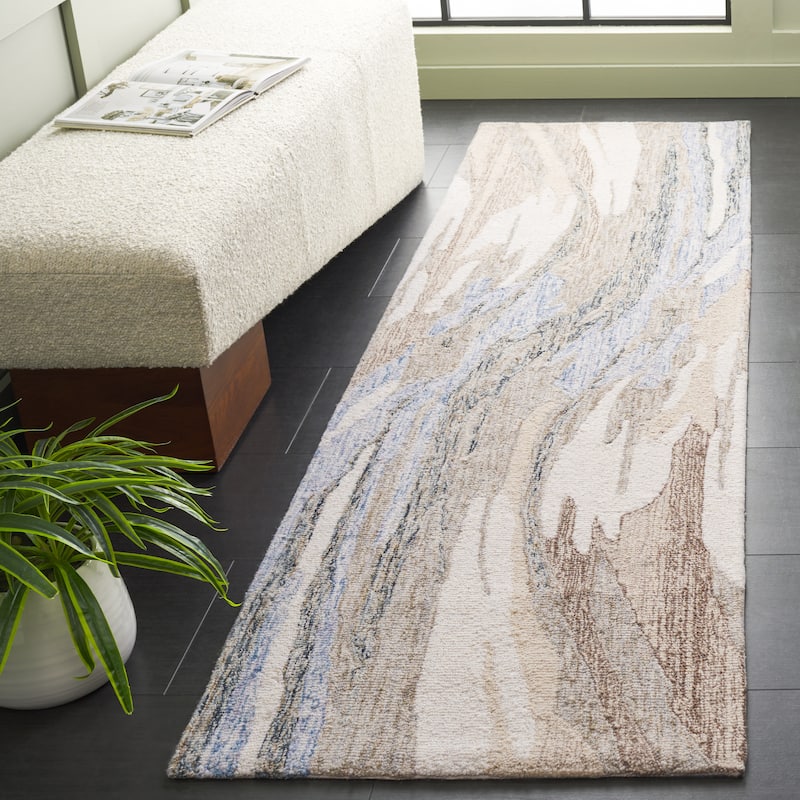 SAFAVIEH Handmade Metro Sujata Wool Rug - Ivory/Beige - 2'3" x 8' Runner