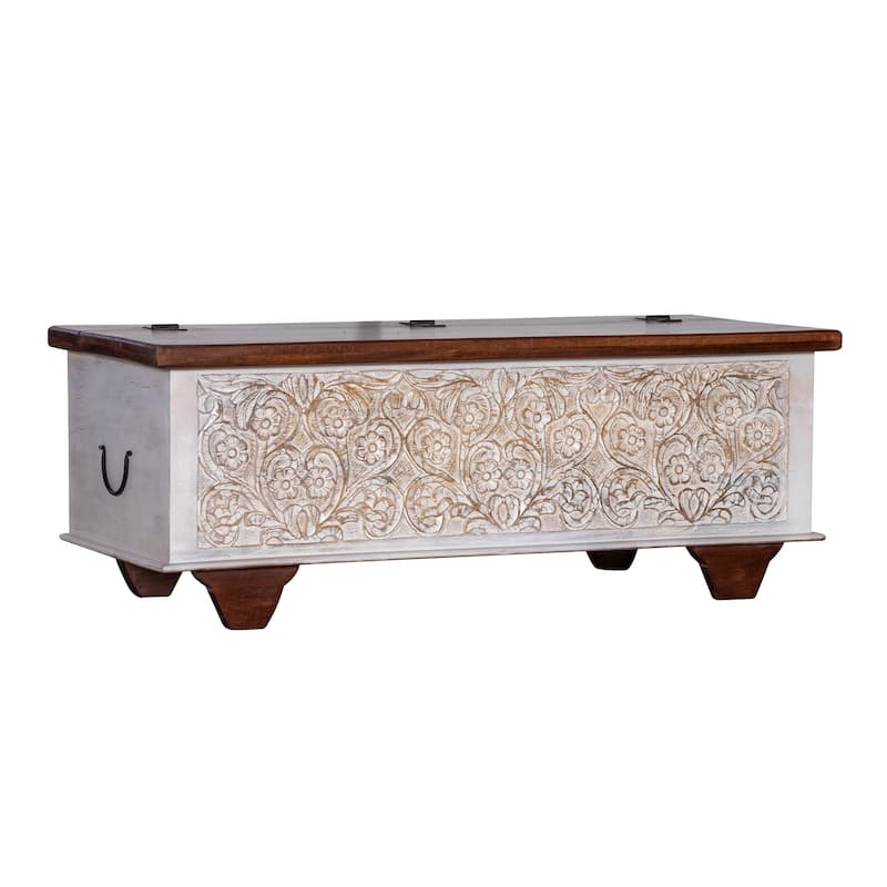 Maadze Shabby Chic 42.5 inch long Carved Storage Trunk