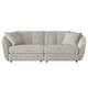 preview thumbnail 5 of 12, Slope Arm Chenille Fabric Rectangle Sectional Sofa Scallop Sofa in Light Brown