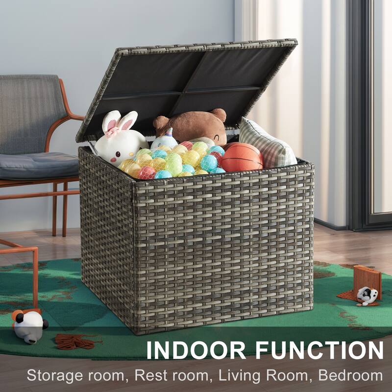 Outdoor Storage Box, Patio Rattan Deck Box