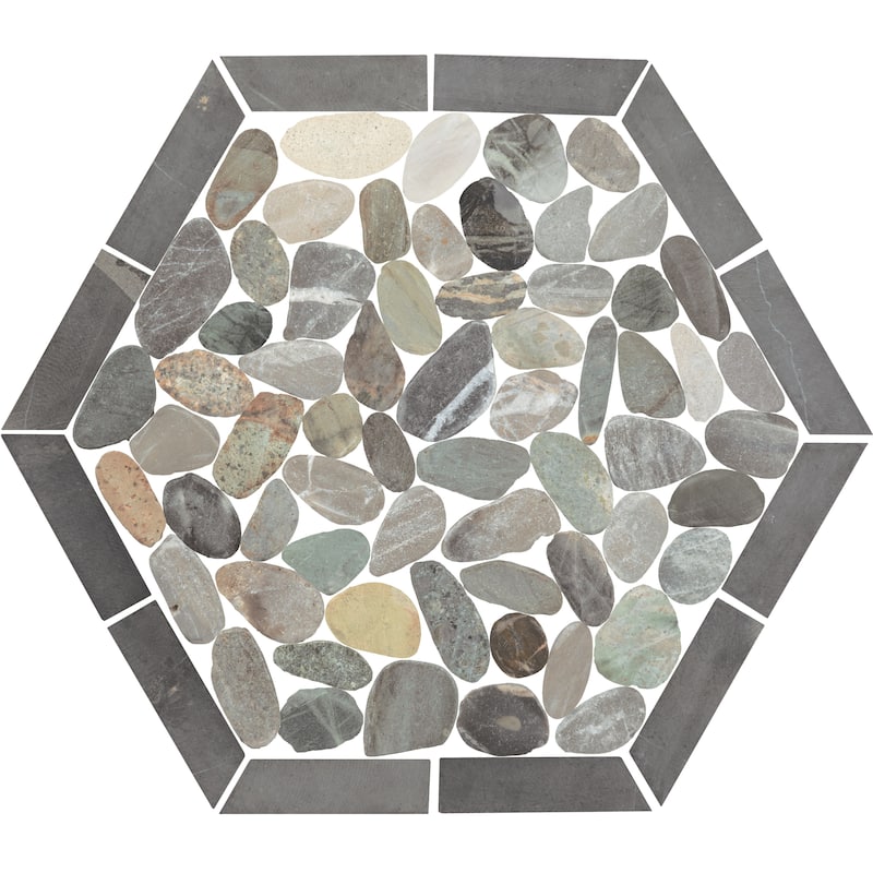 Daltile Pebble Oasis Natural Stone Framed Hexagon Pebble Mosaic 11" x 10" (11 PC per Carton) (10.88 SQFT per Carton)