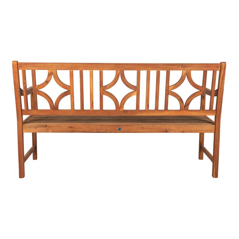 Laurel 59.1" 3-Seat Ogee Diamond-Back 600-Lbs Support Acacia Wood Outdoor Garden Patio Bench, by JONATHAN Y