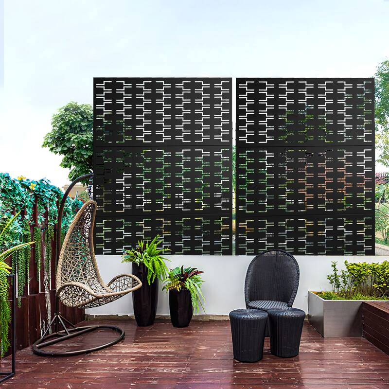 Privacy Screen Panel Free Standing Bricks - 72*47 - Black