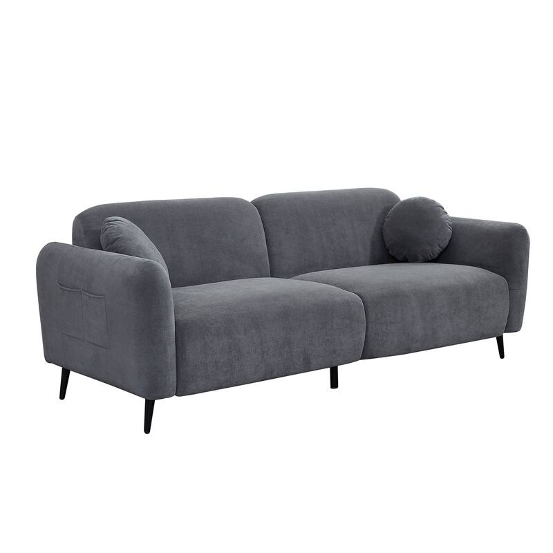 83.9" Chenille Sofa with Storage Pockets, 2-3 Seat Couch for Apartment or Living Room