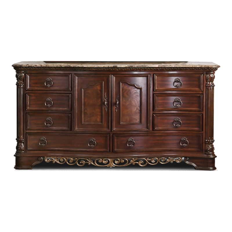 Pune Transitional Cherry 56-inch Wide 8-Drawer Wood Dresser by Furniture of America
