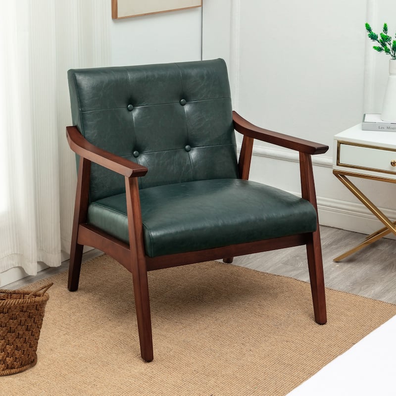 Convenience Concepts Take a Seat Natalie Accent Chair - Hunter Green Faux Leather/Espresso