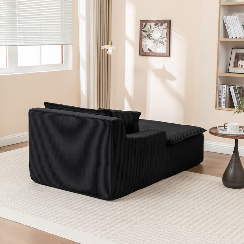 Oversized Chaise Lounge Chair, Upholstered Sofa Bed for Living Room, Corduroy Sleeper Couch Comfy Recliner Bedroom Reading Seat