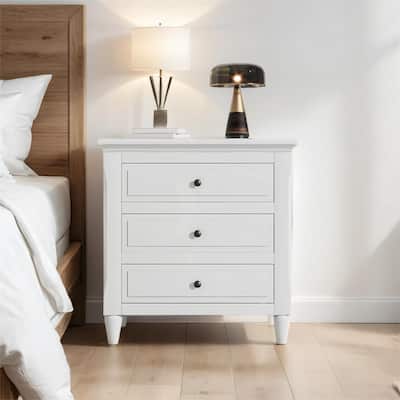Three-Drawer Nightstand Storage Wood Cabinet