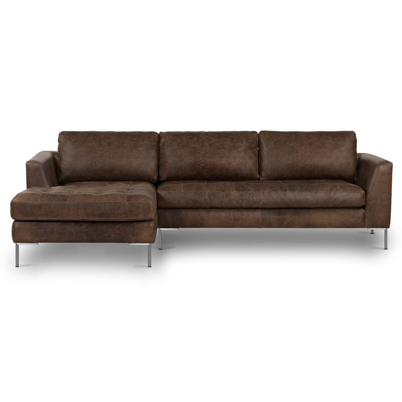 Poly & Bark Calle Left-Facing Sectional - Brown Stone/Brushed Silver