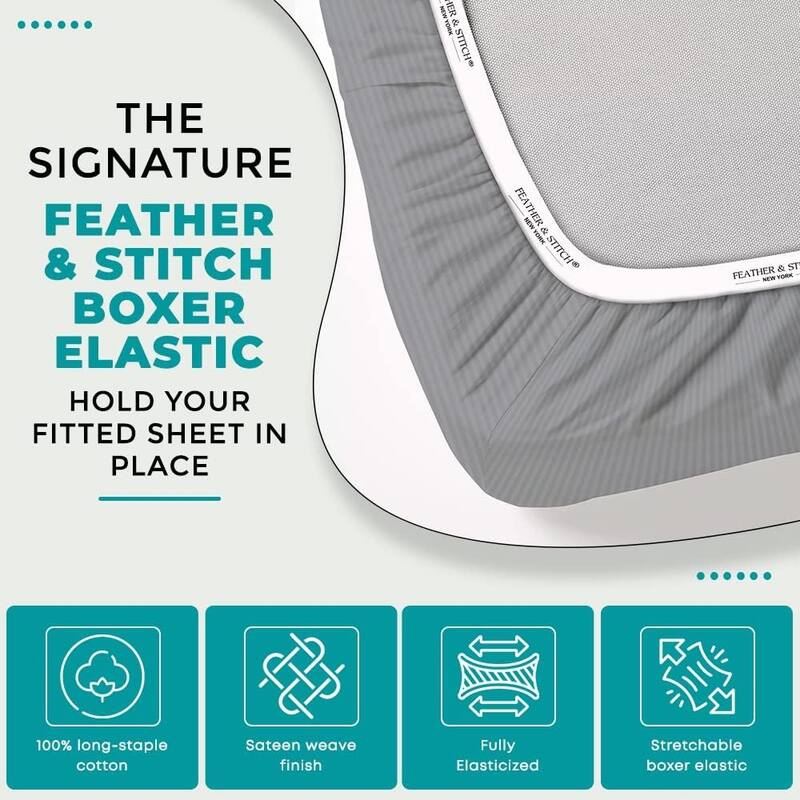 Feather & Stitch 500 Thread Count Damask Stripe ONLY Fitted Sheet