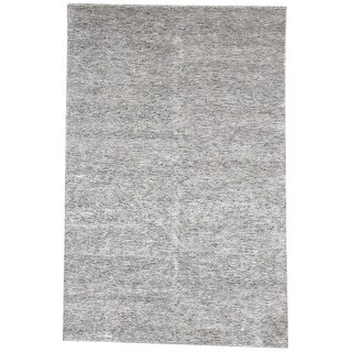 Neon 6x9 Rug One of a Kind Hand-Knotted Modern 6' x 9' Solid Wool Grey Rug - 6' x 9 ...
