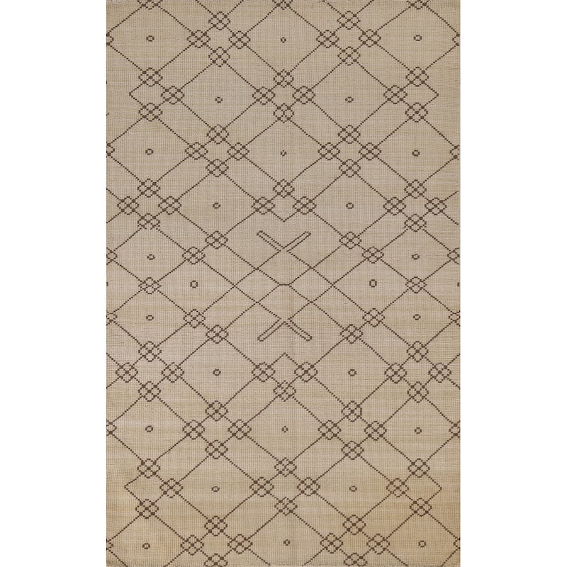 Geometric Moroccan Oriental Area Rug Bedroom Handmade Wool Carpet - 4'9"x 7'10"