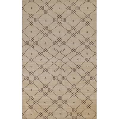 Geometric Moroccan Oriental Area Rug Bedroom Handmade Wool Carpet - 4'9"x 7'10"