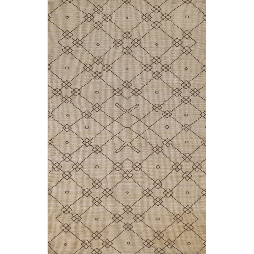 Geometric Moroccan Oriental Area Rug Bedroom Handmade Wool Carpet - 4'9"x 7'10"