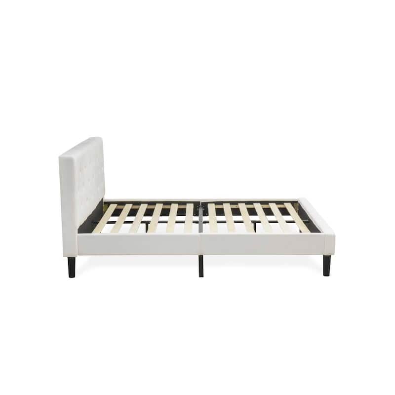 Queen Size Platform Bed Frame - Upholstered Velvet Headboard & Footboard - Modern Bedroom Furniture