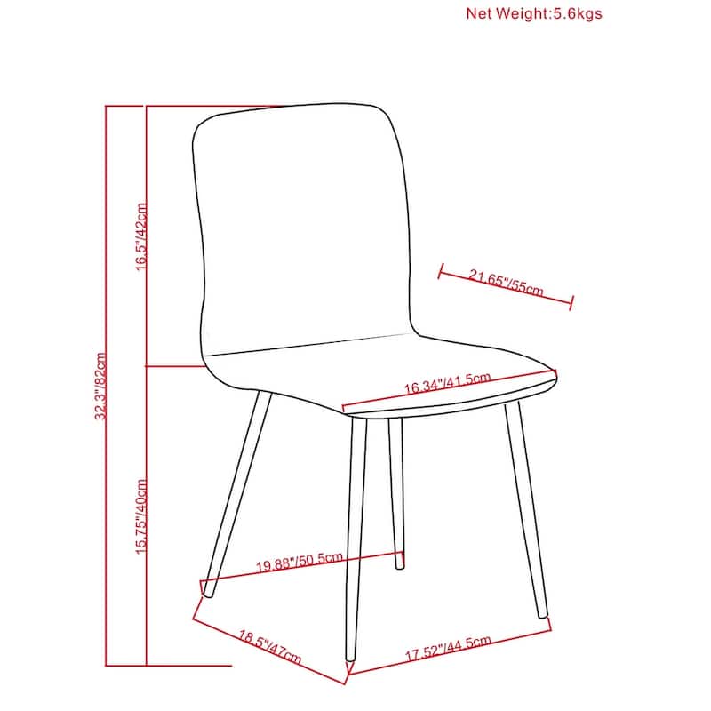 WyndenHall Ramera Mid Century Modern Dining Chair (Set of 2) - 21.65" D x 17.5" W x 32.28"H