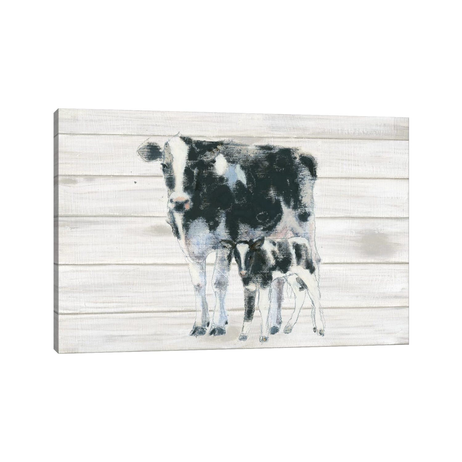 iCanvas "Cow And Calf On Wood" by Emily Adams Canvas Print