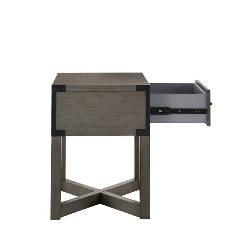 Mendocino Wood Finish X-Base End Table with Drawer by iNSPIRE Q Classic