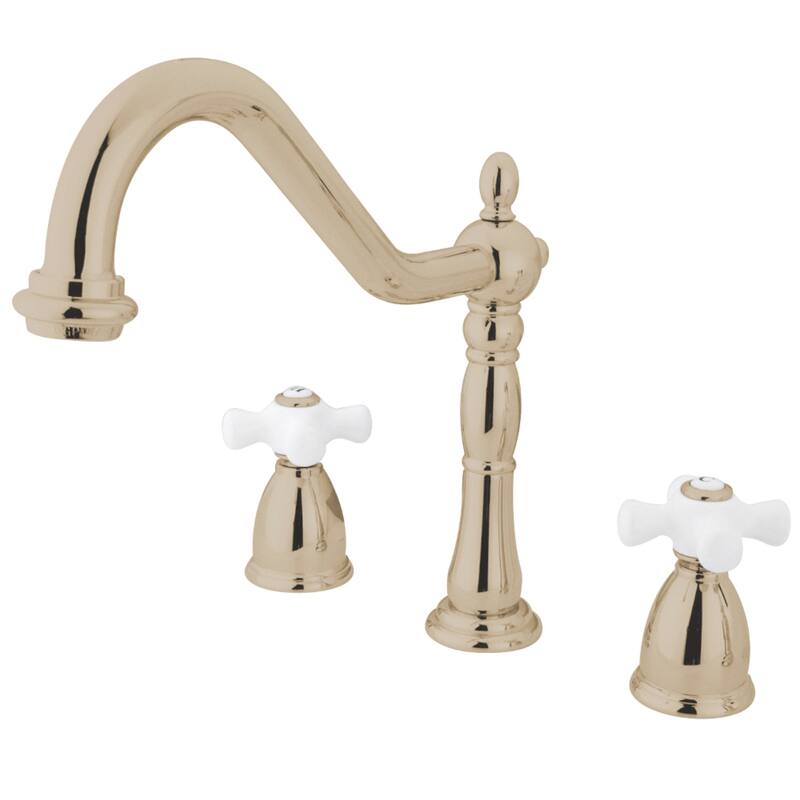 Kingston Brass Heritage Deck Mount Widespread Kitchen Faucet
