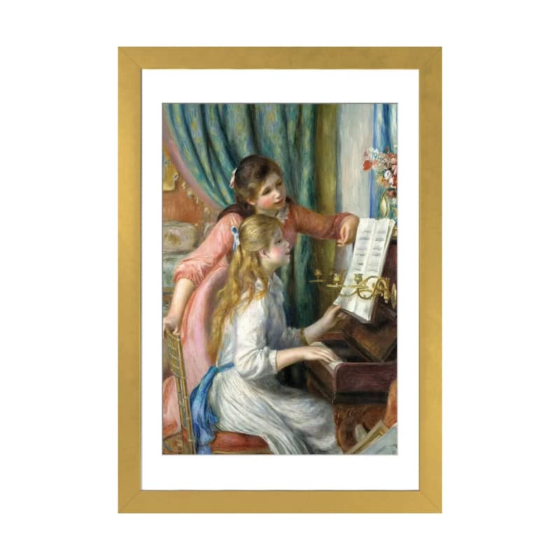 iCanvas "Two Young Girls At The Piano, 1892" by Pierre-Auguste Renoir - Gold - 24x16x1