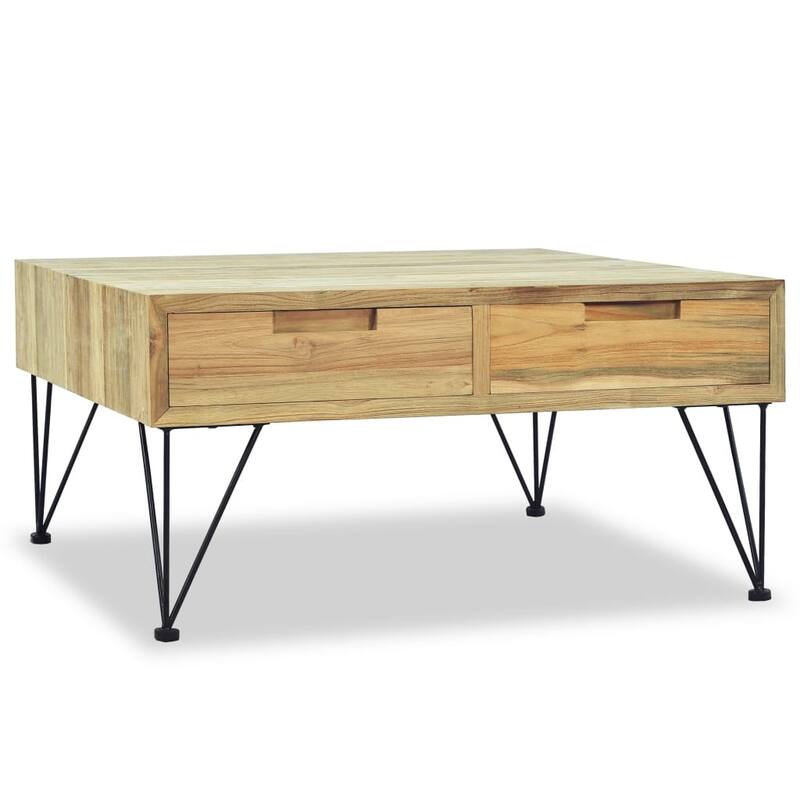 vidaXL Coffee Table 31.5"x31.5"x15.7" Solid Teak