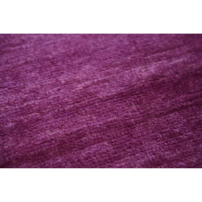 Hand Knotted Oriental 100% Wool Carpet Modern Solid Purples Gabbeh Area Rug - 9' 0'' X 6' 1''