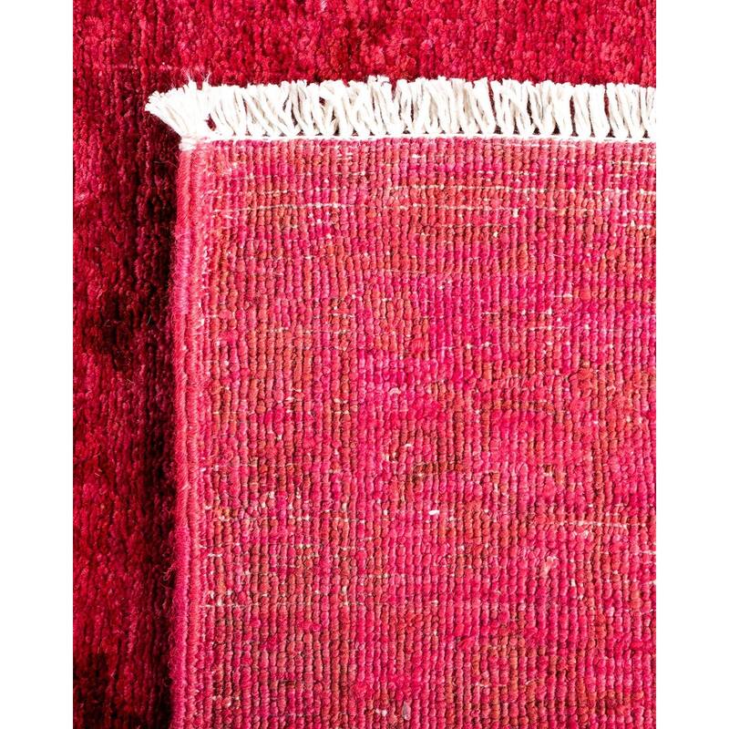 Overton Hand Knotted Wool Vintage Inspired Modern Contemporary Overdyed Pink Runner Rug - 3' 2" x 15' 6"