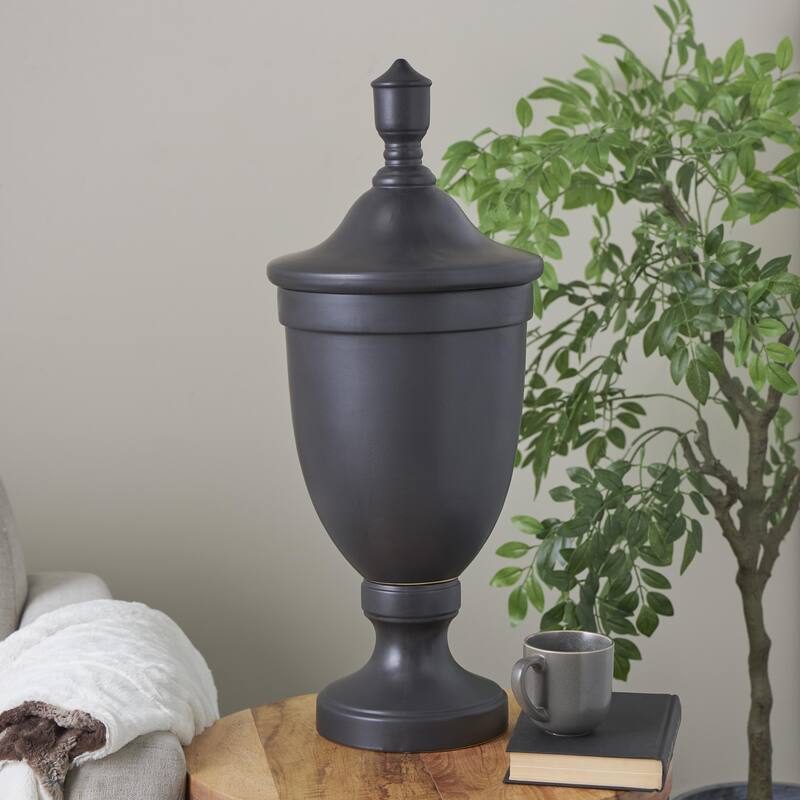 Ceramic Fluted Urn Shaped Living Room Decorative Jars with Lid - Black or White - Roche River Decor