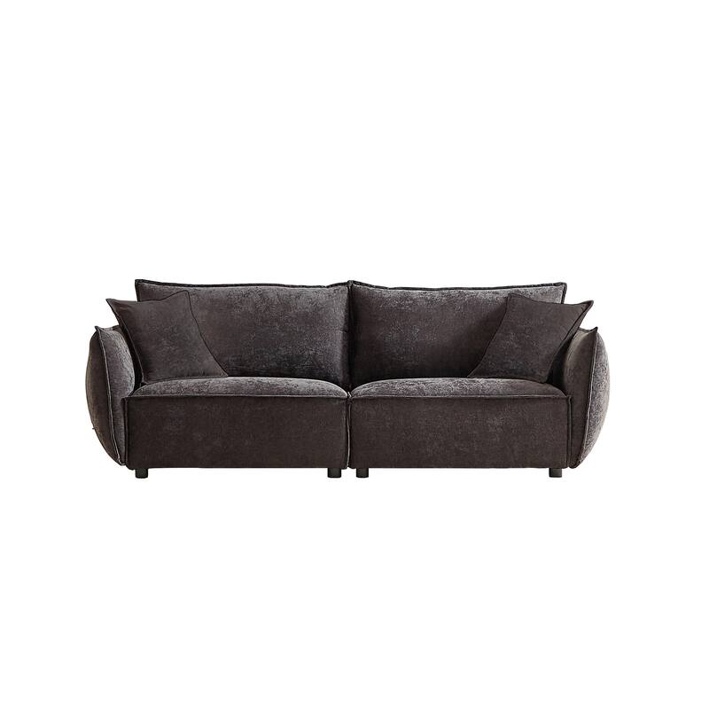 Linen 6-Seat Modular Sofa Set with 3+3 Seater Combo and Wooden Frame & 4 Pillows