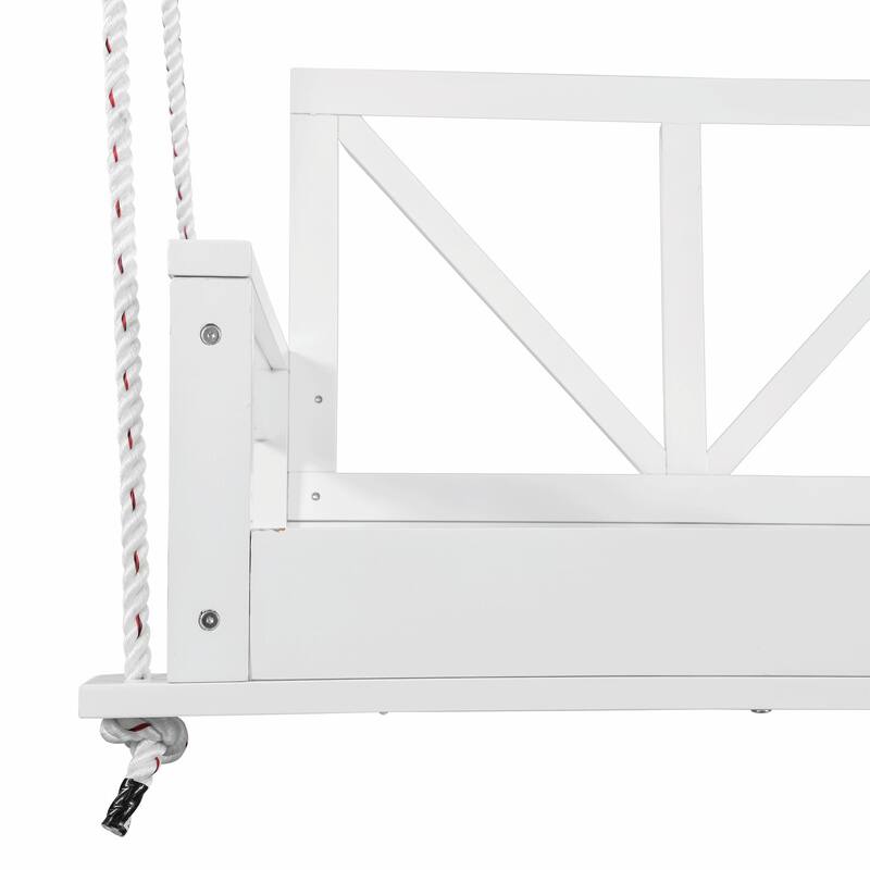 Twin Size Patio Swing Bed Modern Porch Swing Hanging Bed Frame with 16.4ft Hemp Ropes