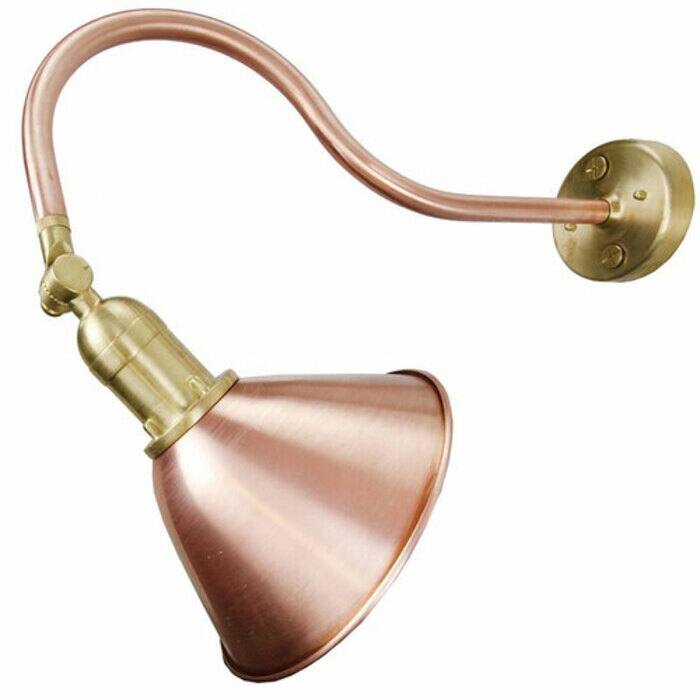 10" Adjustable Gooseneck Sign Light, Raw Copper