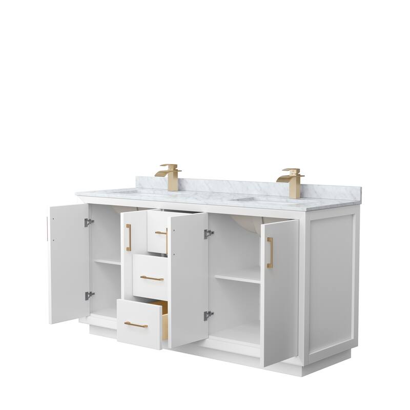 Strada 66-Inch Double Vanity Set, Carrara Marble Top