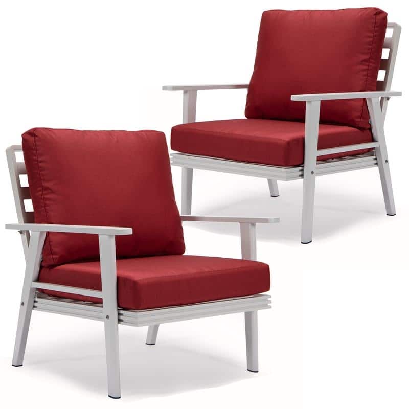 Walbrooke Modern Polyester Upholstery Aluminum Frame wtih Removable Cushion Covers for Indoor Outdoor - Red