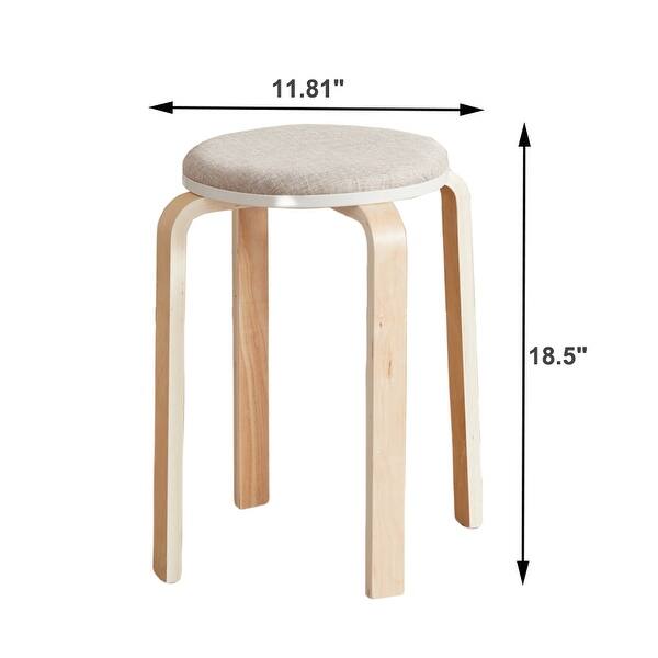 Backless Stackable Chair Set of 4 Stackable Stools, Stackable Bentwood Stools, Round Backless ...