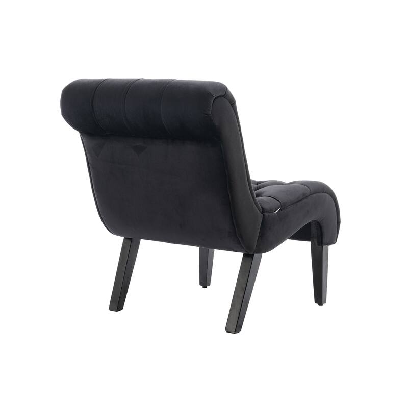 Velvet Upholstered Leisure Chair For Living Room With Wood Legs