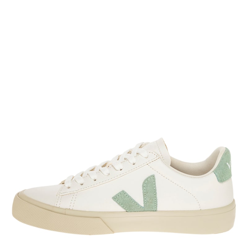Veja Women's Campo Leather Sneakers in White and Light Green