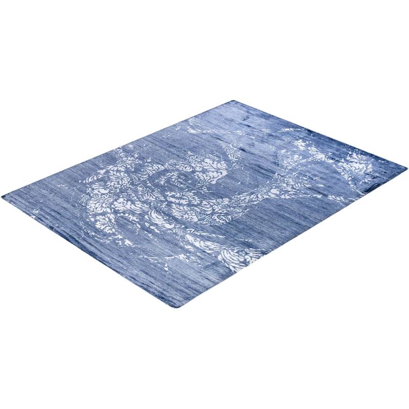 Modern One-of-a-Kind Hand-Knotted Area Rug - Gray, 9' 2" x 12' 0" - 9' 2" x 12' 0"