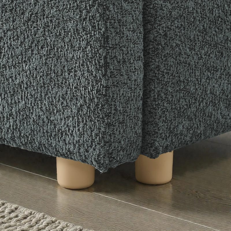 Upholstered Bed Frame with Tall Curved Headboard, Premium Circle Yarn Fabric, Modern Minimalist Platform Bed