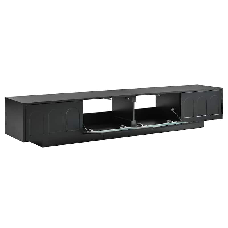 86.6" TV Stand with Smart LED Strip, Ample Storage, and Tempered Glass Doors for TVs Up to 95"