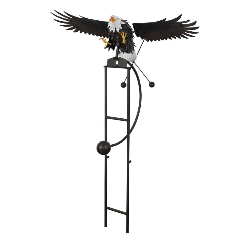 Alpine Corporation NCY406 Metal Rocking Eagle Stake, Patriotic Decor for Garden, Patio, & Lawn, 56"H, Multicolor