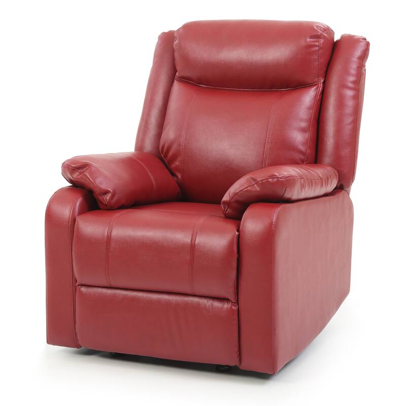 Faux Leather Comfort Rocker Recliner with Steel Frame Mechanism, Padded Arms, Manual Release