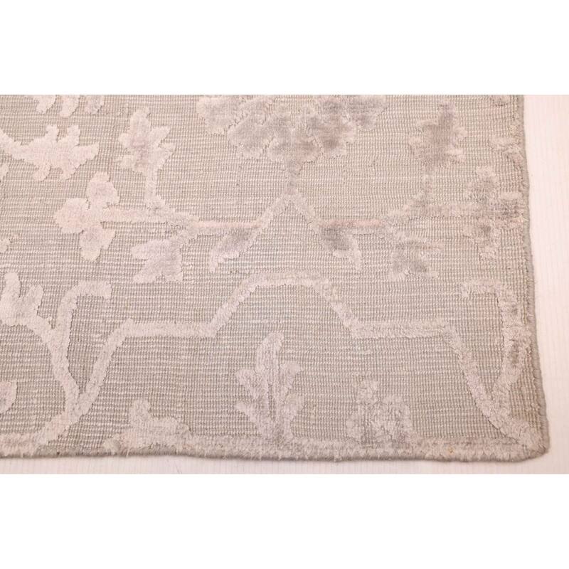 ECARPETGALLERY Hand Loomed Elysian Grey Viscose, Wool Rug - 6'7 x 9'10