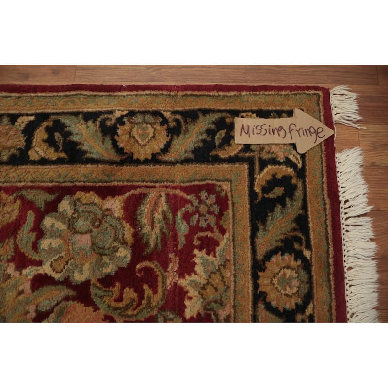 Hand Knotted Oriental 100% Wool Carpet Traditional Floral Red Agra Area Rug - 4' 1'' X 3' 11''