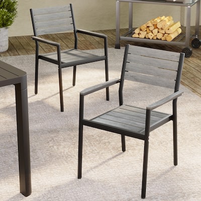 Outdoor Dining Chairs Modern Aluminum Stackable Chairs for Patio, with Arms - See Picture
