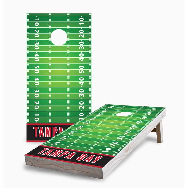 Tampa Bay Football Corn Hole Board Set w Case & Lights - 16 Years and Up