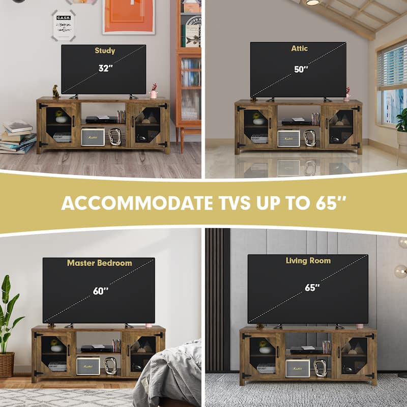 Costway TV Stand Entertainment Media Center for TVs up to 65'' w/Steel - 58'' x 15.5'' x 24''